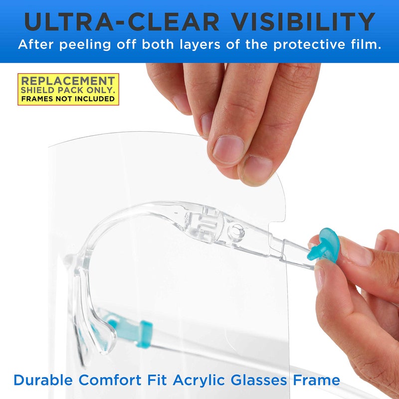 TCP Global Salon World Safety Replacement Face Shields Only (10 Packs of 10), Glasses Frames Not Included - Fits Most Brands, Ultra Clear, Full Face, Protect Eyes Nose Mouth, Anti-Fog PET Plastic - Image 5